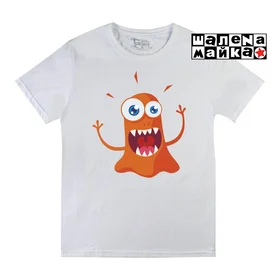 Прикольные футболки: 21 Глазастый оранжевый монстрик на белом